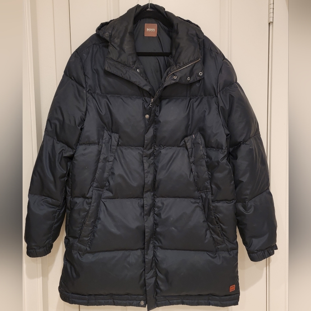 HUGO BOSS DOWN PARKA PUFF COAT BLACK SIZE XL